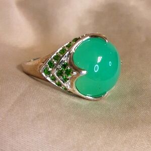 925 Genuine Apple Green Prehnite And Chrome Diopside.  FIRM.